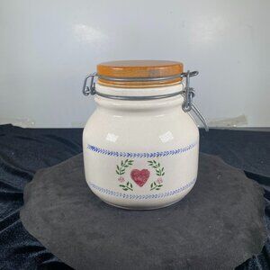 Vintage Santa Ana Crockery Storage Crock with a Farm Country Kitchen Motif with